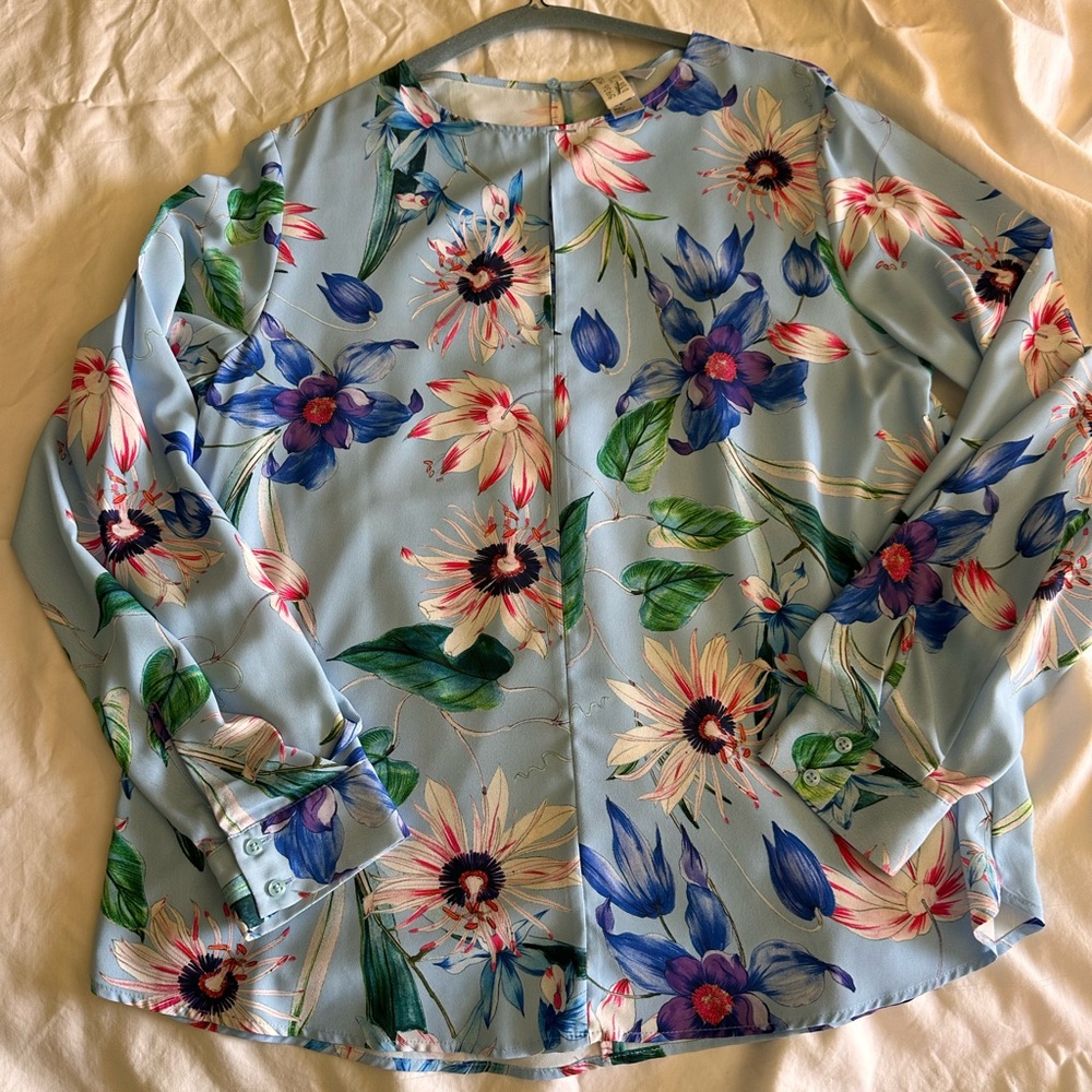 H&M Floral Blouse - Blue and Pink